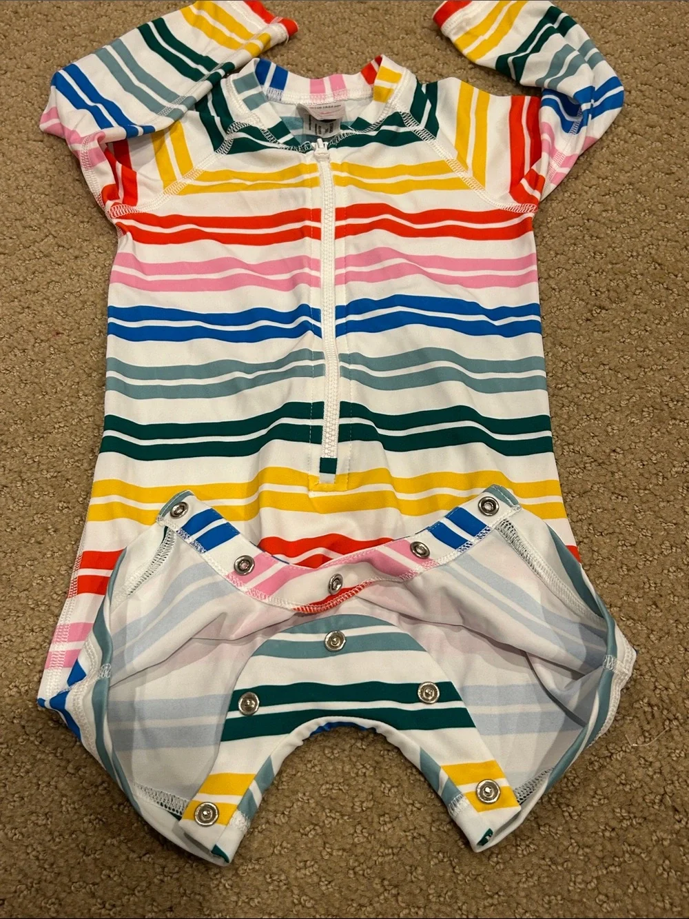 Hanna Andersson Multicolor Striped Zipper Rash Guard